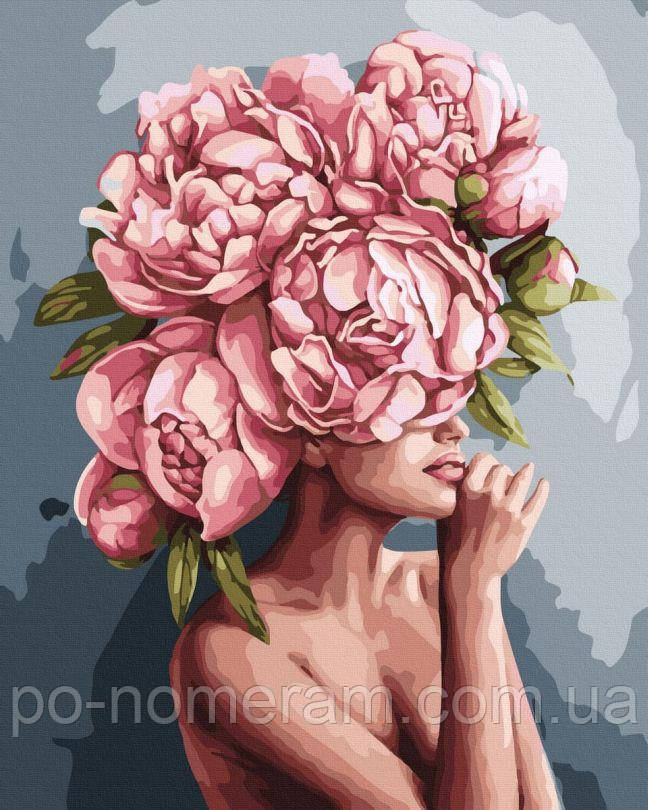 Новинка Картини за номерами Півонія на дівчині (BRM41156) 40 х 50 см, фото 1