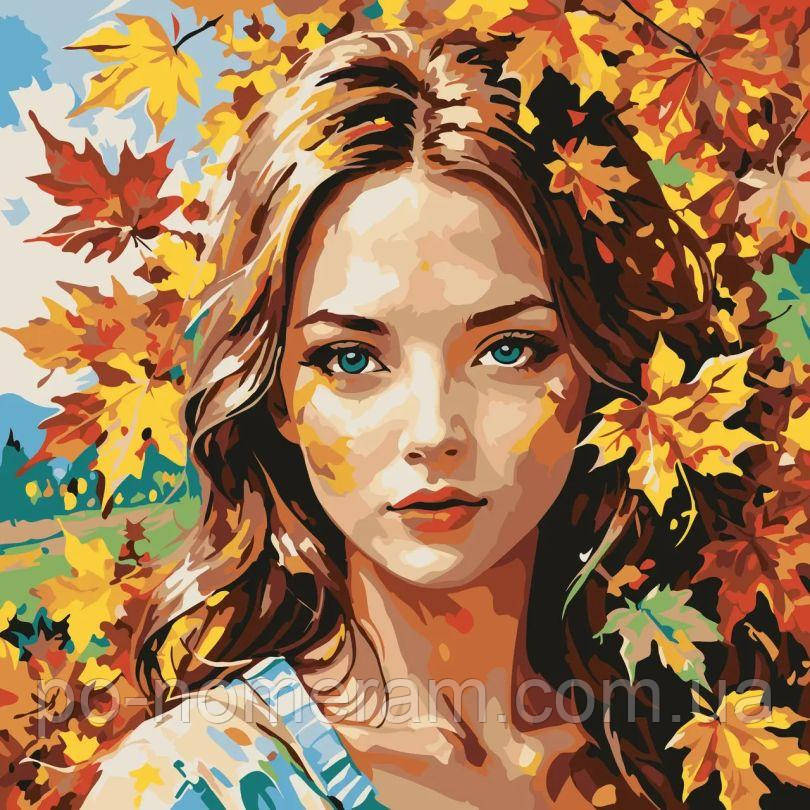 Розмальовка для дорослих ArtStory Дівчина-осінь ДВП (AS2122) 30 х 30 см, фото 1