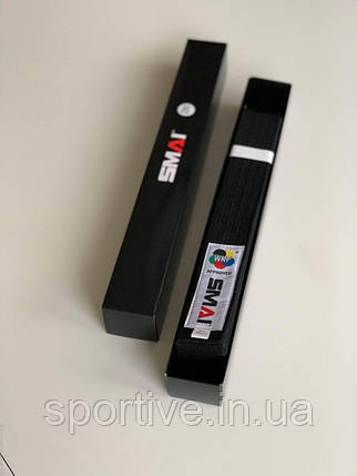 Пояс для кімоно Delux Version з ліцензією WKF | чорний | SMAI SM B002UWKF, фото 2