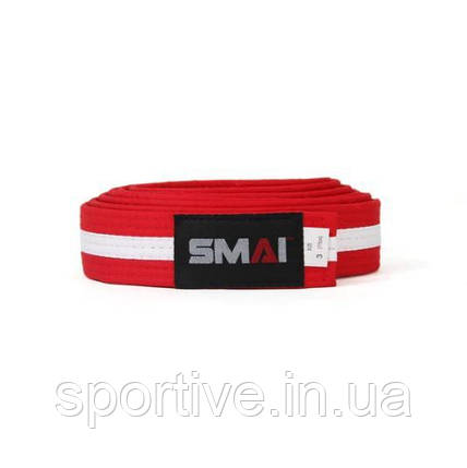 Пояс для кімоно SMAI з білою смугою посередині | червоний | SMAI SM B001RW, фото 1