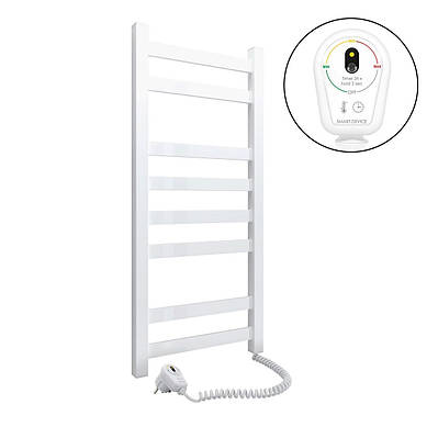 Електрична рушникосушка біла Flyme EF Avangard R з терморегулятором і таймером (праве підключення)