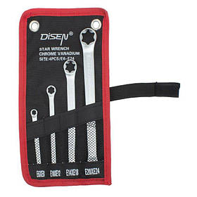 Набір ключів 4 одиниці E-type (TORX) CrV (6-8,10-12,14-18,20-24) DISEN (ZBKTE605P)