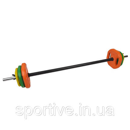 Набір гриф з кольоровими гумовими дисками Fitex MD3006, 20 кг, фото 1