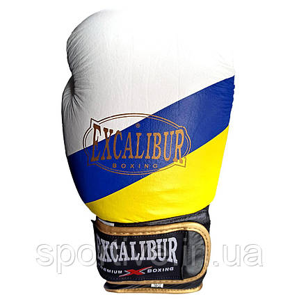 Боксерські рукавички Excalibur Ukraine Flag 8070-03 10 унцій чорний-жовтий-синій, фото 1