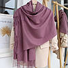 Кашеміровий однотонний шарф "Жасмін" Сливовий 104012, фото 2
