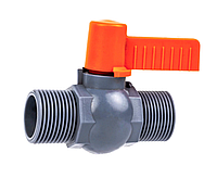 Пластиковий кран для води із зовнішньою різьбою 1/2" дюйма (21 мм), до 4 бар, кран кульовий з різьбою