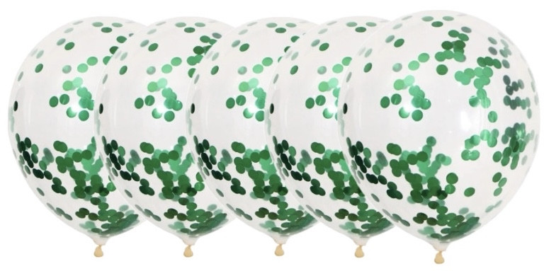 Латексна куля з зеленим конфеті-паковання 10 шт 12 дюймів, фото 1
