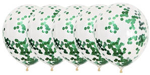 Латексна куля з зеленим конфеті-паковання 10 шт 12 дюймів