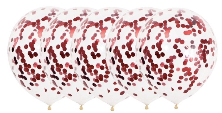 Латексна куля з червоним конфеті-паковання 10 шт 12 дюймів, фото 1