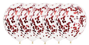 Латексна куля з червоним конфеті-паковання 10 шт 12 дюймів