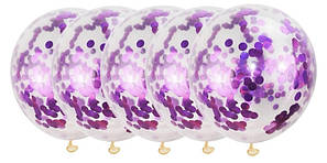 Латексна куля з фіолетовою конфеті-паковання 10 шт 12 дюймів
