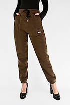 Жіночі зимові байкові штани Штани на флісі під манжет Коричневий цвіт XL-5XL, фото 4