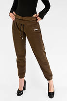 Жіночі зимові байкові штани Штани на флісі під манжет Коричневий цвіт XL-5XL, фото 3