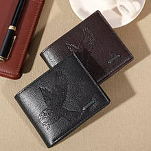 Чоловічий гаманець чорний з тисненням орла