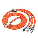 Кабель швидкісної зарядки 120W 3в1 (Lightning+Type-C+Micro) Orange, фото 3