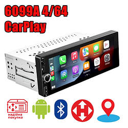 Автомагнитола 1 Din с экраном 6,9" TurboSound 6099A 4/64GB CarPlay/Android Auto