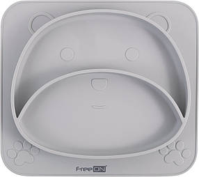 Силіконова тарілка дитяча FreeON Bear, сірий
