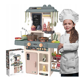 Дитяча кухня з краном, парою, конфорками + 42 аксесуари