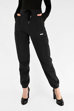 Жіночі зимові штани штанів на флісі під манжет Чорний цвіт XL-5XL, фото 1