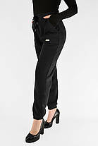 Жіночі зимові штани штанів на флісі під манжет Чорний цвіт XL-5XL, фото 4