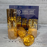 Набір свічок 3 штук. Свічка світлодіодна на батарейках. Свічка світлодіодна декоративна на батарейках.
