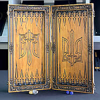 Нарди дерев'яні ручної роботи Тризуб 46×23см подарункові, фото 3