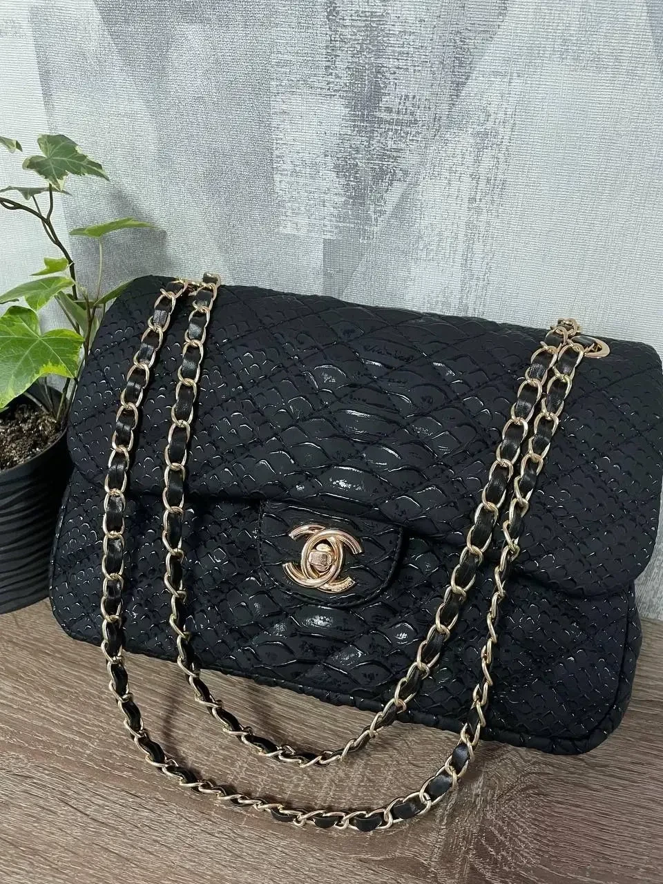 Жіноча сумка на ланцюжку Chanel, чорна, 31*21*10см, велика 931037, фото 1