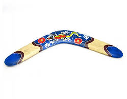 Бумеранг дерев'яний із розписом синій