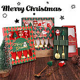 Подарунковий набір столового приладдя. Набір золотих ложок і вилок — подарунок на Новий рік і Різдво, 6 шт., фото 3