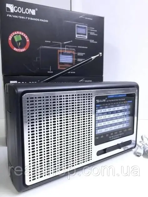Радіоприймач Golon RX-3060 з акумулятором FM/AM/SW Black-Silver