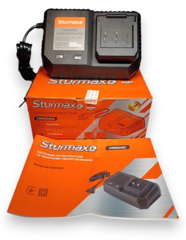 Зарядний пристрій Sturmax швидке заряджання акумуляторів 20В