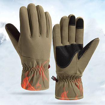 Тактичні рукавички зимові сенсорні від +5°C до -20°C, SoftShell, Розмір L, Хакі / Повнопалі рукавички ЗСУ