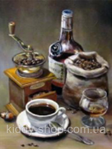 Діамантова мозаїка. Картина на підрамнику Натюрморт з кавою, розмір 30х40 см, фото 1