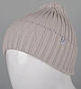Кашемірова одинарна шапка з відворотом (240501), Бежевий, фото 2