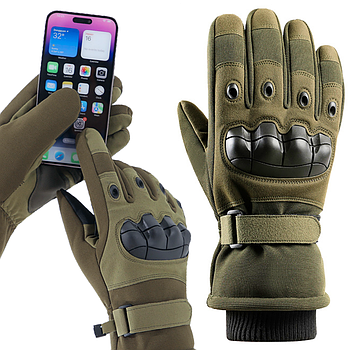 Зимові рукавички тактичні сенсорні (+5°C до -20°C) Розмір L, Хакі / Штурмові рукавички повнопалі