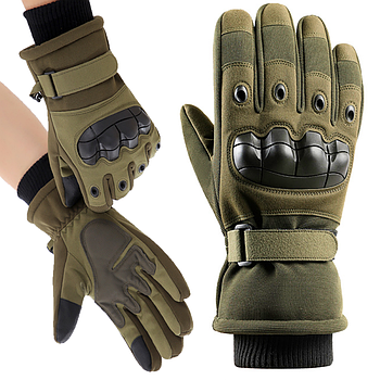 Зимові рукавички тактичні сенсорні (+5°C до -20°C) Розмір ХL, Хакі / Штурмові рукавички повнопалі