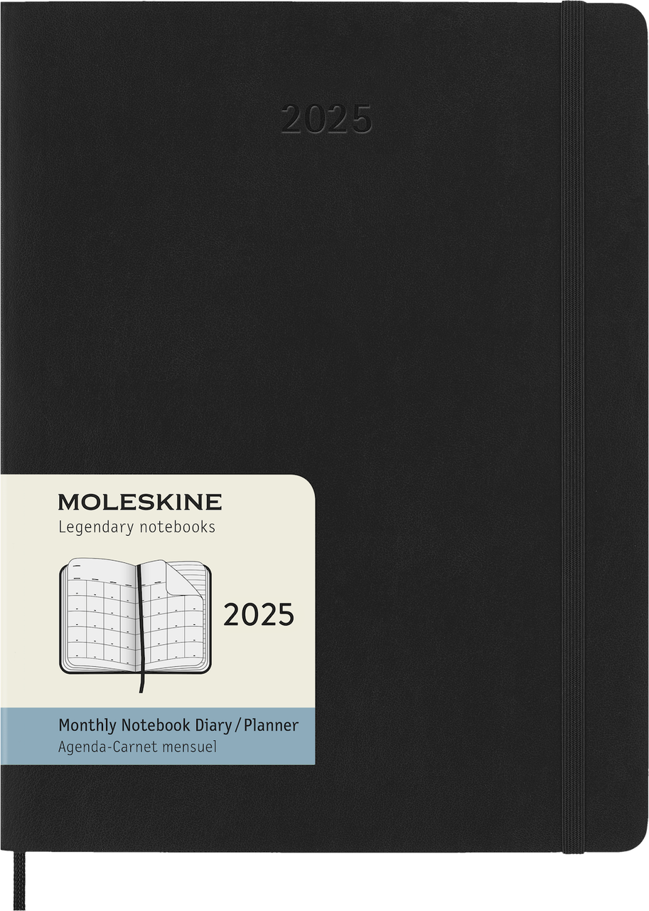 Щомісячник Moleskine 2025 великий 19х25 см чорний м’який (8056999270513)