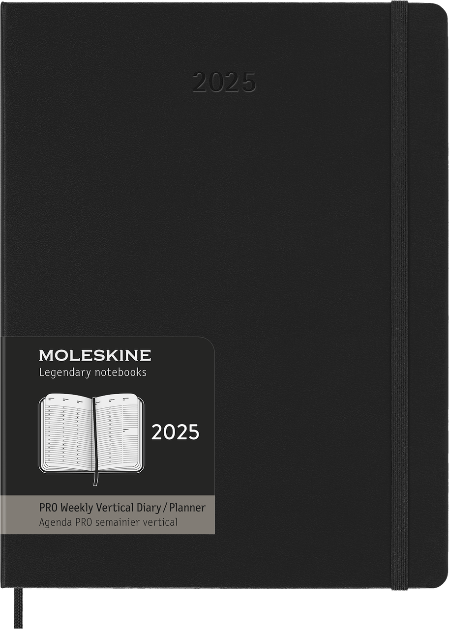 Щотижневик Moleskine 2025 PRO вертикальний великий 19х25 см чорний (8056999270254)
