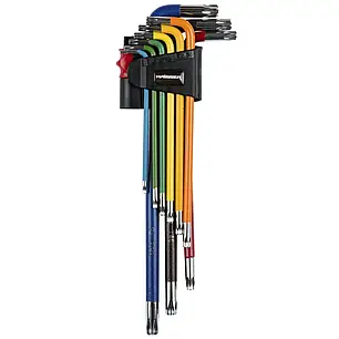 Набір Г-подібних ключів TORX екстра-дов.з отв.9 од.S2,T10-50 Haisser 48117, фото 1