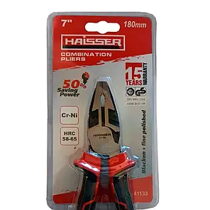 Плоскогубці 41133 Cr-Ni Blacken Polished 50% SAVE POWER 180 мм Haisser, фото 4