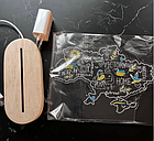 Нічник у формі карти України Ukraine Victory Home 13*18 см світле та темне дерево, фото 8
