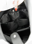 Містка чорна жіноча сумка шопер, хобо з матової екошкіри зі зручним гаманцем, фото 10