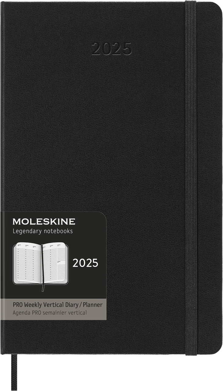 Щотижневик Moleskine 2025 PRO вертикальний середній 13х21 см чорний (8056999270247)