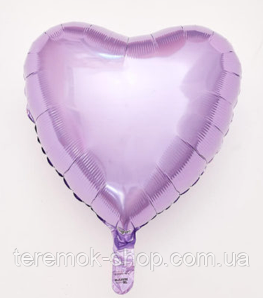 Куля повітряна фольгована серце бузковий металік 45 см 12" Китай