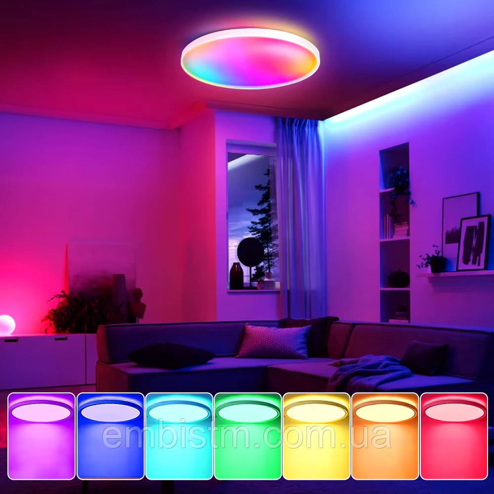 Люстра з RGB-світінням і підтримкою систем розумного дому та Ceiling Lamp Smart 24 Вт 30 см Біла