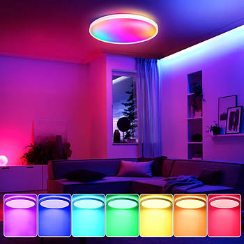 Люстра з RGB-світінням і підтримкою систем розумного дому та Ceiling Lamp Smart 24 Вт 30 см Біла
