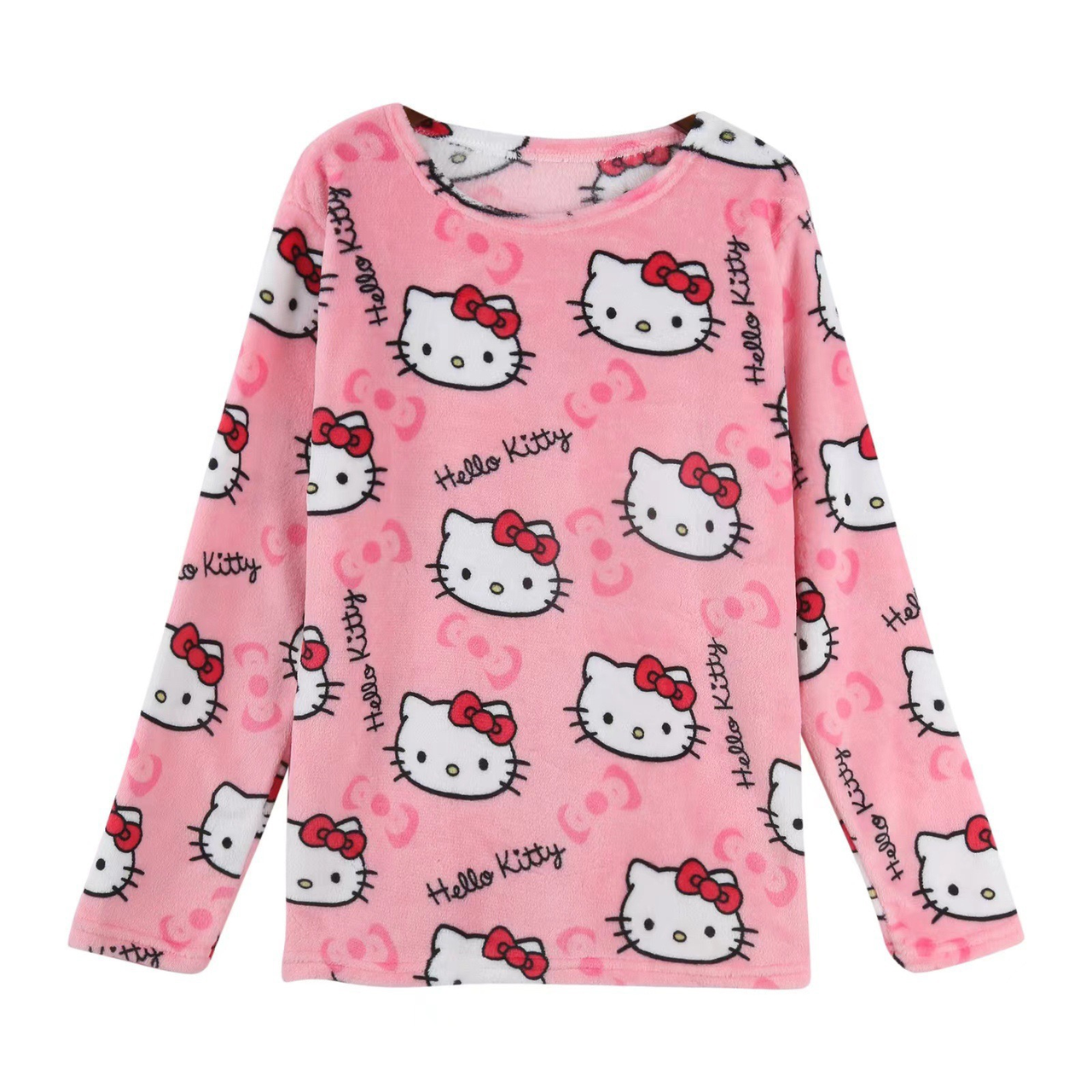 Кофта-лонгслив Hello Kitty. Піжамна кофта хелоу кіті. Стильна Пухнаста Мягка Рожева унісекс