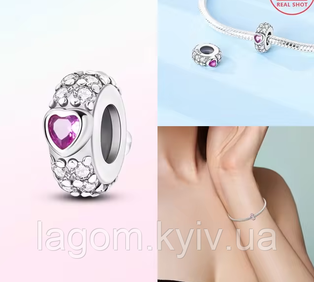 Срібний шарм-підвіска у стилі PANDORA Romantic Charm 925 проба срібна намистна на браслет ПАНДОРА