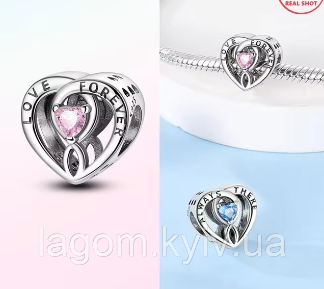 Срібний шарм-підвіска у стилі PANDORA Romantic Charm 925 проба срібна намистна на браслет ПАНДОРА