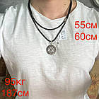 Чоловічий комплект шовковий шнурок та захисний кулон Шолом жаху срібло 925 проби, фото 7